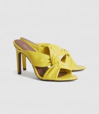 REISS ELLA LEATHER TWIST FRONT HEELED MULES