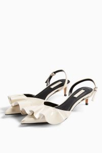 TOPSHOP JULES White Frill Slingback Shoes – vintage style slingbacks