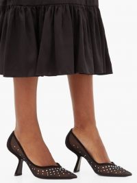 NICHOLAS KIRKWOOD Lexi crystal-embellished mesh pumps in black