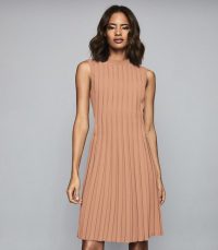 REISS LINNEA PLEATED SLEEVELESS MINI DRESS PINK