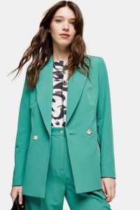 TOPSHOP Mint Double Breasted Blazer – green jackets