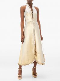 TEMPERLEY LONDON Moon Garden halterneck shot-lamé dress ~ luxe eventwear