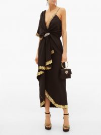 GUCCI Naomi crystal-embellished moire dress in black