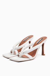 Topshop NEO Leather Knot Mules In White – glamorous evening heels