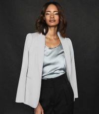 REISS NEYA TEXTURED TAILORED BLAZER SILVER