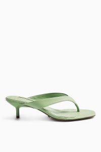 TOPSHOP NINA Green Mini Heel Mules