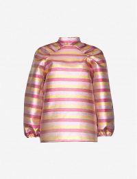 PAPER LONDON Luna striped metallic woven top in lurex multi