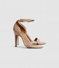 Reiss PAULA SUEDE STRAPPY SANDALS TAUPE / ankle strap high heels