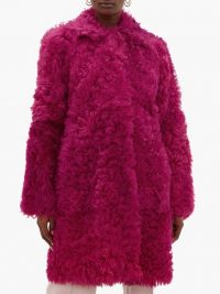 SIES MARJAN Ripley shearling coat in raspberry pink ~ luxe textured coats