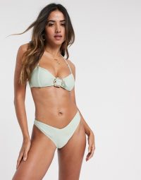 RIVER ISLAND SAGE RIBBED BIKINI – green bikinis