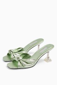 TOPSHOP RIZZ Green Knot Transparent Mules