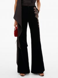 DUNDAS Sequin-embroidered velvet trousers in black