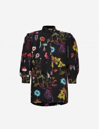 STELLA MCCARTNEY Floral-print silk-crepe blouse in black – bright florals