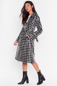 NASTY GAL The Vinyl Background Check Belted Trench Coat in black