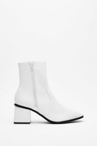 NASTY GAL You Said Zip Faux Leather Heeled Boots in White