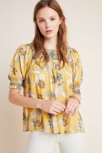 Dolan Left Coast Golda Smocked Blouse in Gold