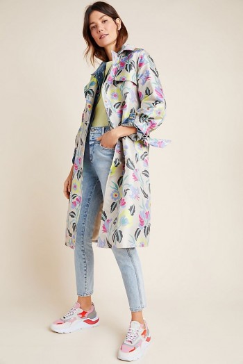 Anthropologie x Delpozo Floral-Jacquard Trench Coat