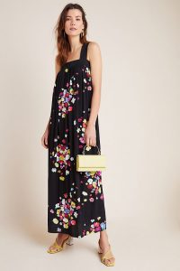 Anthropologie x Delpozo Floral-Print Maxi Dress in Black Motif