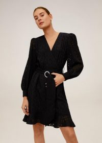 MANGO Belted lace dress in black REF. 67055130-LAI-LM | LBD