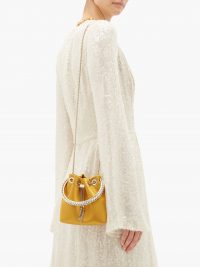 JIMMY CHOO Bonbon crystal-embellished yellow-satin clutch bag ~ luxe accessories