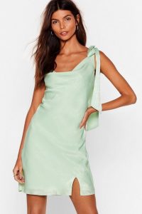 NASTY GAL x Josefine H.J Bow Limits Satin Mini Dress in Mint