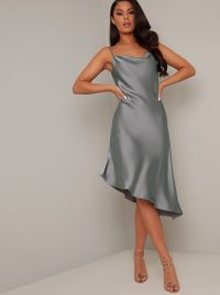 Chi Chi Camille Dress in Green – asymmetric slip dresses
