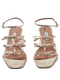 TABITHA SIMMONS Covie bow-embellished metallic-leather sandals in gold