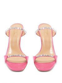 AQUAZZURA Diamante 75 crystal-embellished satin mules in pink