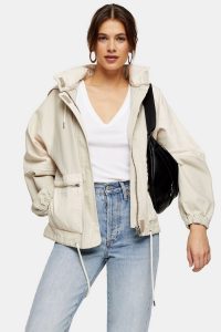 TOPSHOP Ecru Hooded Parka Shacket