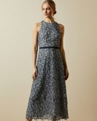 TED BAKER EDELLA Floral lace evening dress in light blue / wedding guest outfits