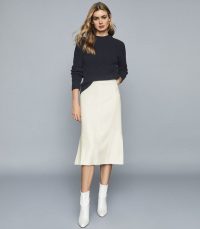 REISS FLOSSIE PLEATED MIDI SKIRT CREAM ~ essential wardrobe classic