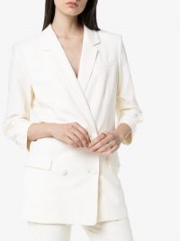 FRAME X Imaan Double-Breasted Blazer in off-white