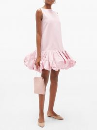 VALENTINO Gathered-hem cotton-blend faille mini dress in light pink | voluminous hems