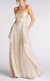 ROLAND MOURET GILO GOWN in CHAMPAGNE ~ shimmering luxury strapless gowns