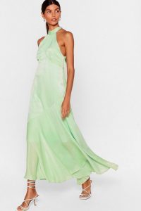 NASTY GAL x Josefine H.J Glow With It Satin Maxi Dress in Mint