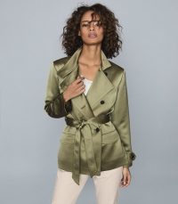 REISS INDIA SATIN JACKET KHAKI ~ luxe green jackets