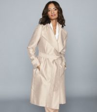 REISS ISLA TEXTURED LONGLINE MAC PINK ~ luxe tie waist coats