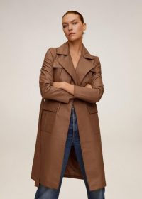 MANGO Leather trench in medium brown REF. 67084764-BABA-I-LM