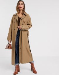 Mango maxi trench coat in tan