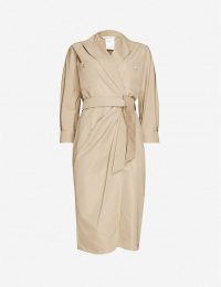 MAX MARA Calia tie-belt cotton midi wrap dress in stone ~ neutrals in fashion