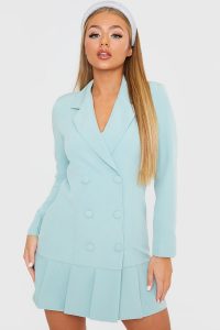 IN THE STYLE MINT GREEN RUFFLE HEM BLAZER DRESS