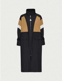 MONCLER Zinzolin contrast-panels shell jacket in black ~ longline rain jackets