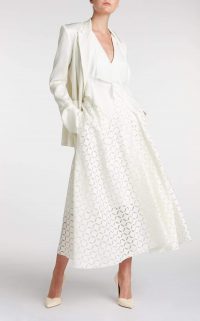 ROLAND MOURET MULLIGAN SKIRT in WHITE ~ full A-line skirts