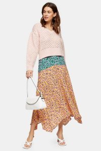 TOPSHOP Multi Mixed Floral Print Skirt / asymmetric hemlines