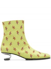 NICOLE SALDAÑA Jenna 45mm floral-print ankle boots in light green