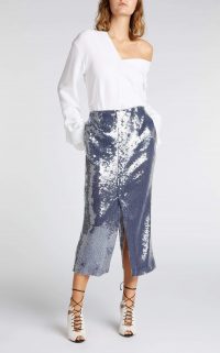 ROLAND MOURET NOBEL SKIRT in NAVY ~ blue sequin pencil skirts