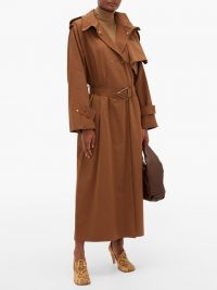 BOTTEGA VENETA Oversized-collar trench coat in brown