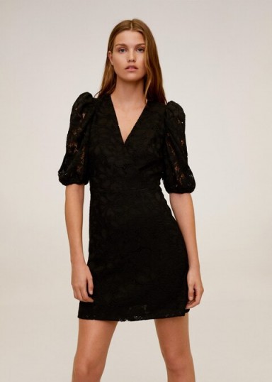 MANGO Puffed sleeves lace dress in black REF. 67065917-KATRI-LMCurrent price