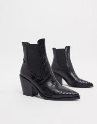 RAID Alyson western boots in black snake pu