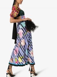 Rixo X Christian Lacroix Anastasia Contrast Print Silk Maxi Dress / open tie back dresses / mixed prints